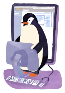 Penguin coding, AI generated